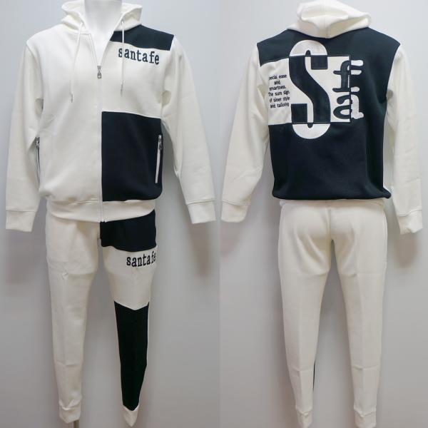 サンタフェ・25 SS 春夏・うしろ側ロゴタイプ刺しゅう フルジップパーカー 上下(L)(LL)(3L)(4L)25-83410-001 25-83413-001