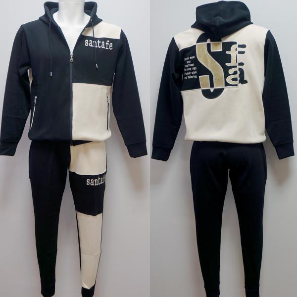 サンタフェ・25 SS 春夏・うしろ側ロゴタイプ刺しゅう フルジップパーカー 上下(L)(LL)(3L)(4L)25-83410-019 25-83413-019