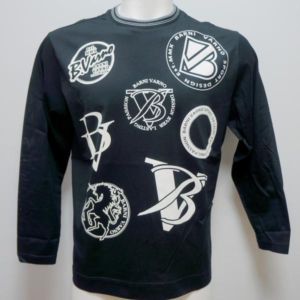 バーニヴァーノ エンブレム飛び柄プリント 長袖Tシャツ(LL) 25 春夏 SS 新作 BSS-OTN5219-09-LL BARNI VARNO(LL)|aldo洋品店