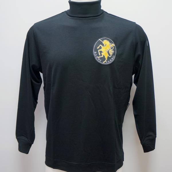バーニヴァーノ・25 秋冬 AW 新作(LL)ユニコーンエンブレム ポンチ素材 タートル 長袖Tシャツ(LL)BAW-OTN5433-09-LL BARNI VARNO