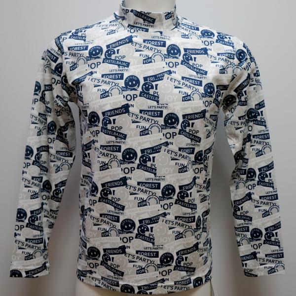 カステルバジャック スポーツ・25 春夏 SS・新作・スマイルロゴ総柄 インナー 長袖Tシャツ(M)(LL)7235171109-59|aldo洋品店