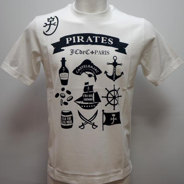 カステルバジャック・26 春夏 SS 新作・パイレーツ柄 半袖Tシャツ(52)(54)(3L)(4L)7216172619-01　キングサイズ｜aldo洋品店