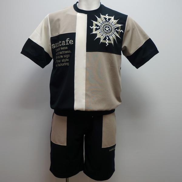 サンタフェ・26 春夏 SS 新作・ロゴ刺繍 半袖 トレーナー 短パン 上下(L)(LL)(3L)(4L)26-85801-019　26-85803-019｜aldo洋品店