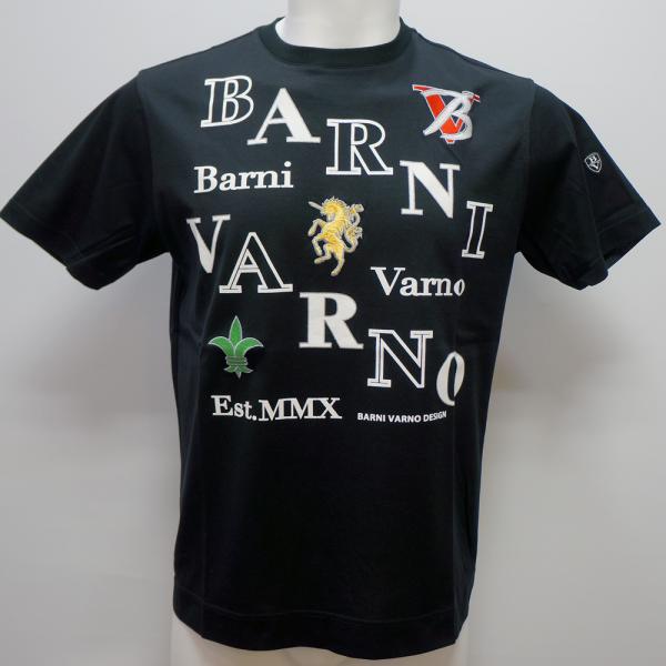 バーニヴァーノ・BVプリント 刺繍 半袖 Tシャツ(LL) 26 春夏 SS 新作 BSS-PTH5524-09-LL BARNI VARNO (LL)