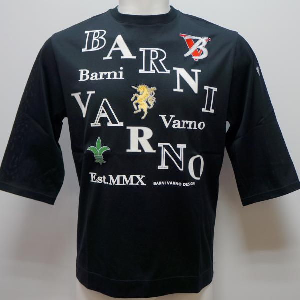 バーニヴァーノ・BVプリント 刺繍 七分袖 Tシャツ(LL) 26 春夏 SS 新作 BSS-PTN5534-09-LL BARNI VARNO (LL)