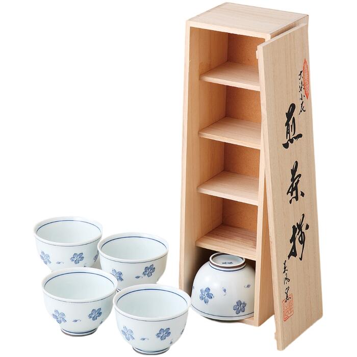 楽天市場】湯呑 セット 5客 藍染五様 茶托付 煎茶揃 5客セット 磁器 