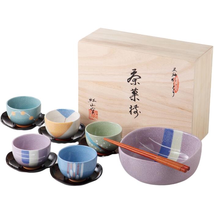 湯呑 セット 5客 紅山窯 色どり五彩茶菓揃 美濃焼 日本製 陶器 ギフト プレゼント 贈り物 父の日 母の日 敬老の日 記念日 箱入り ラッピング対応 のし対応 箱入り 食洗機対応 電子レンジ対応