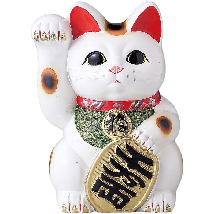 招き猫 まねきねこ 常滑焼 招福 開運 昇運 福招きの白  小判猫 10号 お金を招く右手貯金箱  箱入り ラッピング対応 のし対応 日本製 送料無料