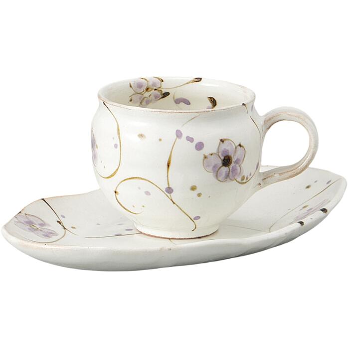 コーヒーカップ コーヒー碗皿 粉引小花 土物 カップ＆ソーサー 陶器 美濃焼 日本製 喫茶店 カフェ レストラン 食器 食洗機可 電子レンジ可 セット おしゃれ かわいい シンプル 業務用 17,582円