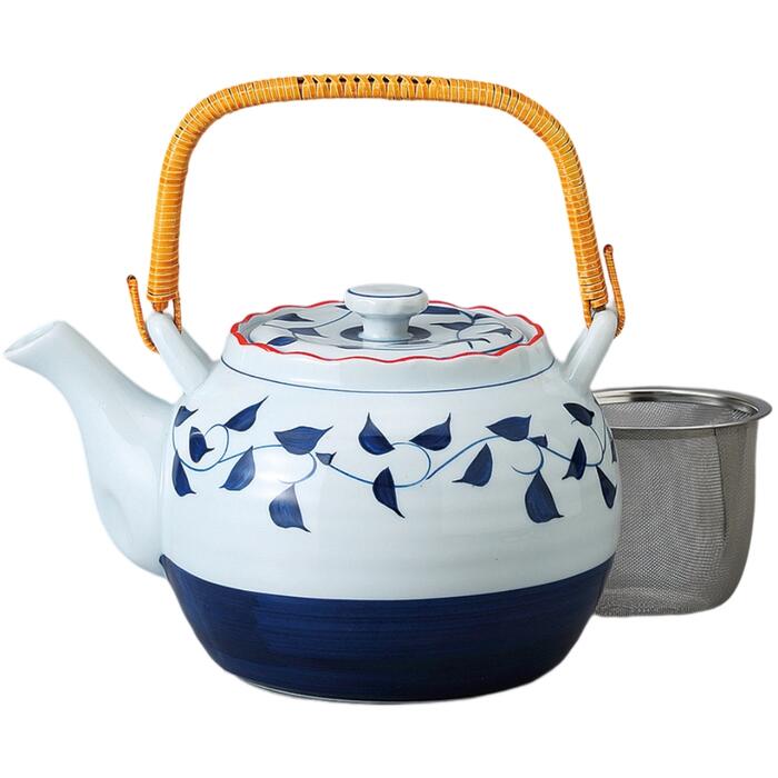 土瓶 呉須唐草 ８号 どびん 陶器 陶磁器 食洗機対応 おしゃれ かわいい 急須 来客 オフィス 業務用 宴会 会議 法事