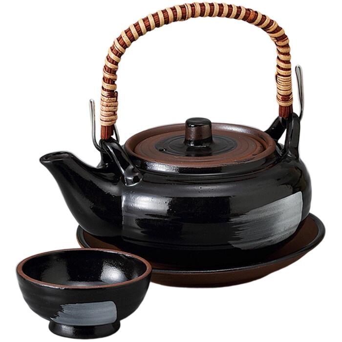 織部土瓶むし　土瓶蒸し 土瓶蒸し 織部平型土瓶むし 約240cc 耐熱 黒系 和食器 土瓶むし