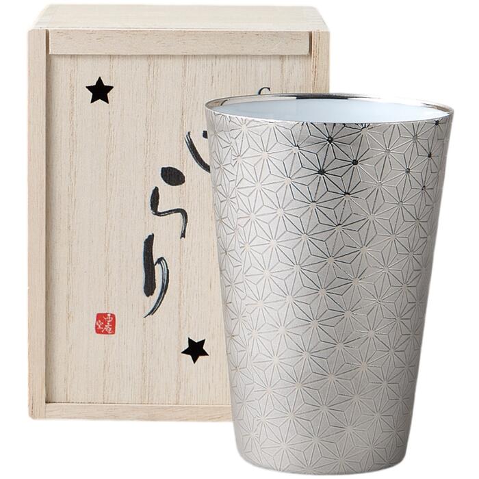 タンプラー きらり うすはりタンプラー麻の葉（銀） 瀬戸もの 美濃焼 日本製 強い酒優勝杯 鍵を掛ける優勝杯 ビアカップ 麦酒水呑み ビアグラス 今めかしい 愛くるしげ 赤ちょうちん バス発着場 お店 お役目用 九鼎大呂