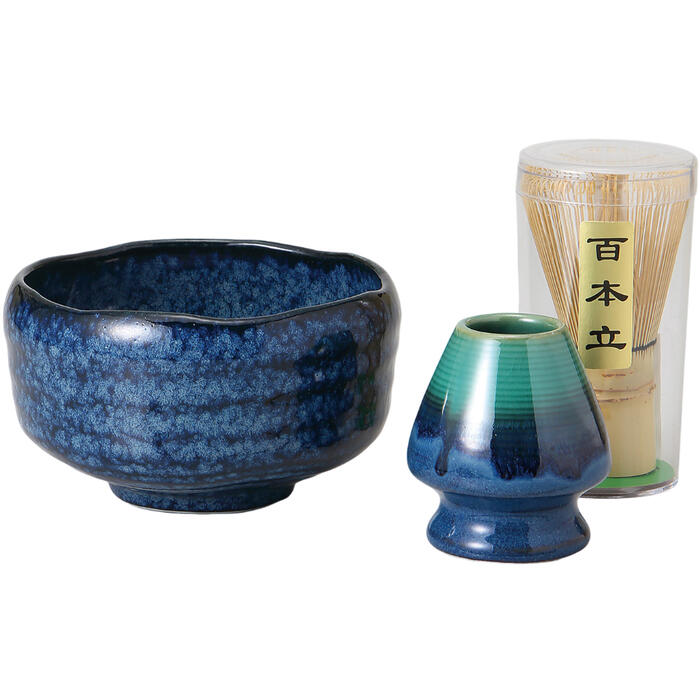 Japan 極 窯変紺 抹茶揃 日本製 陶器 国産 抹茶椀 茶道具 器 うつわ お抹茶 抹茶 まっちゃ 茶器 茶道 お茶会 お洒落 かわいい お家カフェ ギフト 抹茶湯呑 抹茶茶碗 贈り物 初心者 稽古 練習用 ※ 信楽焼 波佐見焼 ではありません｜エールネット　店 8,140円