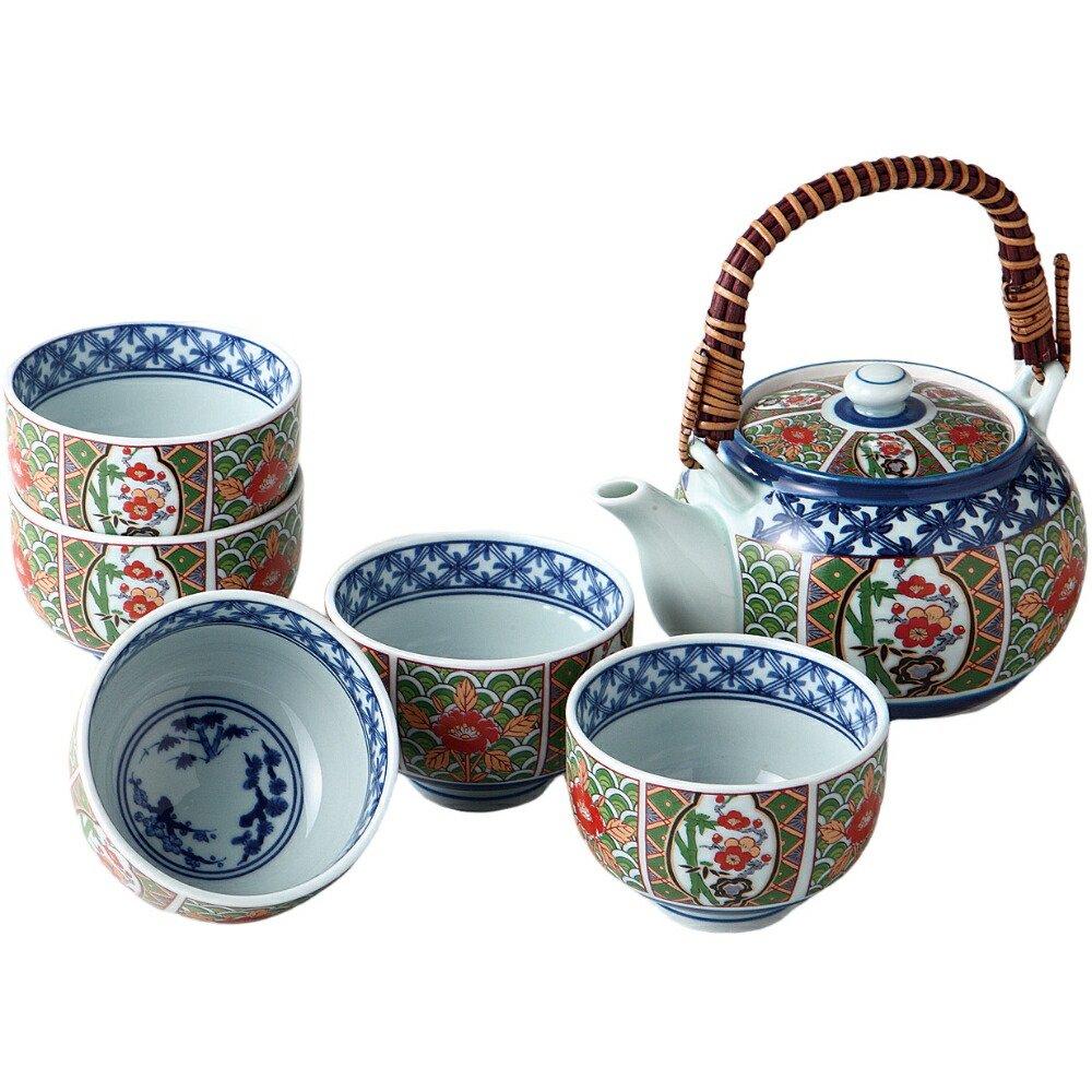 土瓶 錦間取縁彩花土瓶茶器揃 有田焼 日本製 どびん 陶器 陶磁器 食洗機対応 おしゃれ かわいい 急須 来客 オフィス 業務用 宴会 会議 法事 和食器 茶器 きゅうす 大きい 土瓶 土びん 日本茶 業務 ホテル 旅館 和風 食器 ※ 直火 ではありません 7,647円
