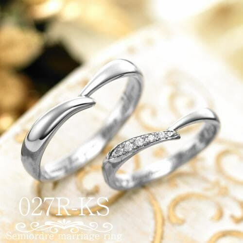 結婚指輪 マリッジリング 安い おすすめ カップル お 揃い さりげ ない ダイヤモンド 結婚記念日 夫婦 銀婚式 結婚 25周年 日本語ハート刻印可 2本セット サイズ交換無料 1号から30号 筆記体 日本語刻印可能 プロポーズ ブライダル シルバー セミオーダーメイド 027R-KS *