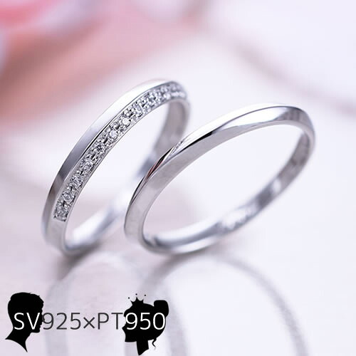 結婚指輪 ヒロインマリッジ プラチナ×シルバー 22-4241-PT_11-4241-SV マリッジリング ブライダルジュエリー プラチナリング メンズ ペアセット 刻印無料 セカンドマリッジ 妻 夫 父の日 母の日 プロポーズ 結婚1年記念日 一年記念日 1年記念日 送料無料 2本セット (L28)|Fiss