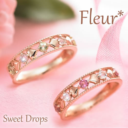 ピンキーリング ゴールド 10K K10 Fleur Sweet Drops 314423-314425 関節リング ミディリング ファランジリング レディース リング ピンクゴールド イエローゴールド K10PG K10YG 重ねづけ シンプル 華奢 かわいい 指輪 0号 1号 2号 3号 4号 5号 6号 7号 偶数号 送料無料