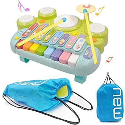 Tebrcon 音楽おもちゃ 子供 多機能 楽器玩具 ドラム 付き 赤ちゃん おもちゃ 早期開発 知育玩具 男の子 女の子 電子 太鼓 ピアノ 鍵盤楽器の玩具 クリスマスプレゼント キーボード 楽器 おもちゃ Kemenagmajene Com