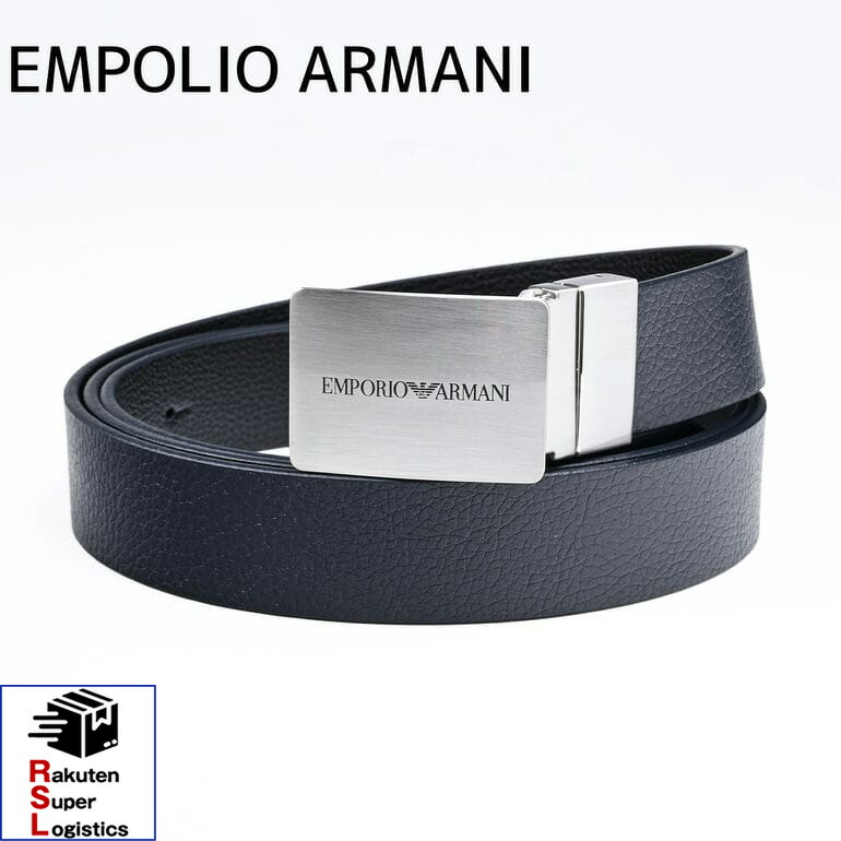 マラソン限定3つエントリーで21倍確定●最強配送 エンポリオ アルマーニ EMPORIO ARMANI ベルト 幅3cm ストリンガシステム対応 リバーシブル メンズ ダークネイビー ブラック Y4S563 Y737E 88017 レザー 父の日【RSL】