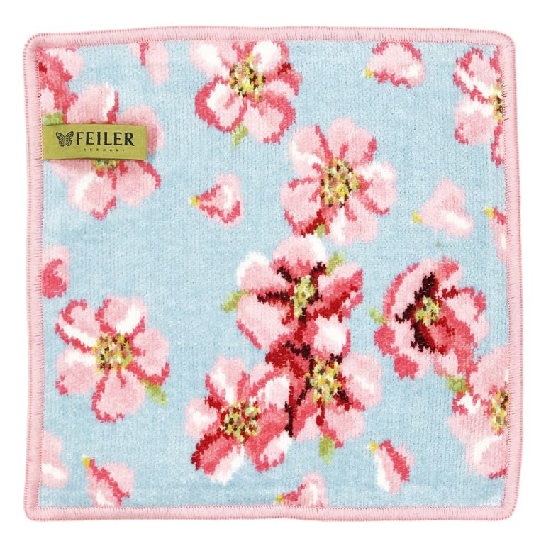 楽天市場 メール便可275円 日本未発売 フェイラー ハンカチ ハンドタオル タオルハンカチ 25cm 桜 チェリーブロッサム ブルー Alevel エイレベル