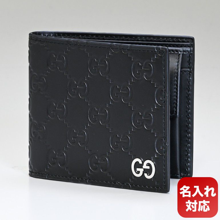 【名入れ可有料】グッチ GUCCI 二つ折り財布 メンズ ドリアン DORIAN GGシグネチャー ブラック 473922 CWC1N 1000  プレゼント 実用的 | Alevel（エイレベル）