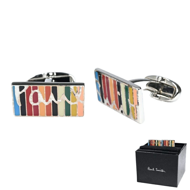 【箱凹みあり】ポールスミス Paul Smith カフリンクス カフスボタン SIGNATURE ロゴ シグネチャー メンズ シルバー×マルチカラー CUFF KSIGN 92