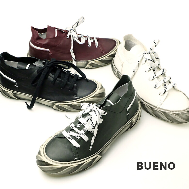 【50% OFF SALE】bueno ブエノ メンズ レザースニーカー レースアップ 本革 モード(bueno20mr8903)インポートシューズ