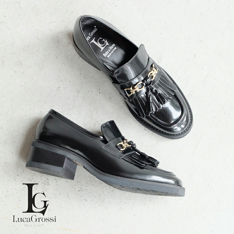 Luca Grossi 厚底コインローファー　エナメル黒38 美品 楽天市場】◇ LUCA GROSSI ルカグロッシK036M Black コイン
