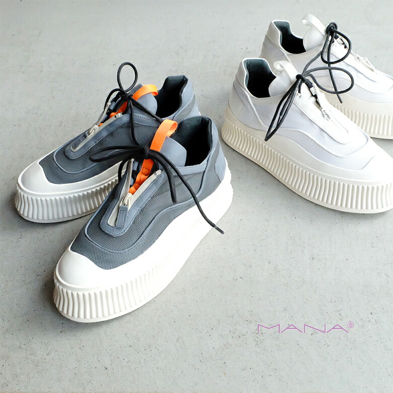 ★美品★MANA マナ　ブロック・ハイカットスニーカー37 mana536078-19.jpg