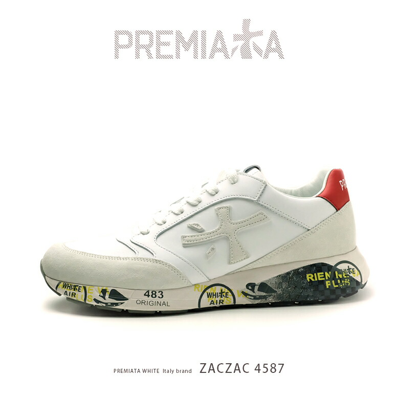 楽天市場 Premiata White プレミアータ ホワイト プレミアータホワイト 白 大人スニーカー メンズ 本革 レザースニーカー Pre Zaczac4555 インポートシューズ インポート靴のalexis アレクシス