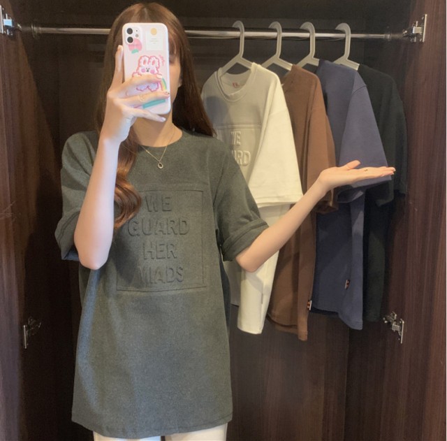 市場 立体ロゴtシャツ ロゴtシャツ レディース 五分袖 ロゴt 半袖 トップス 夏新作