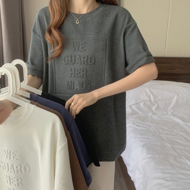 市場 立体ロゴtシャツ ロゴtシャツ レディース 五分袖 ロゴt 半袖 トップス 夏新作