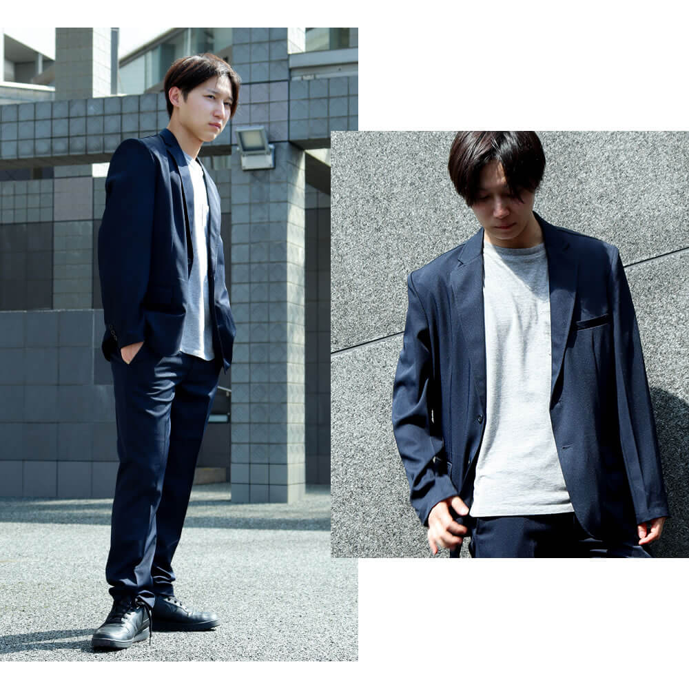 「メンズ　洗えるストレッチスーツ」