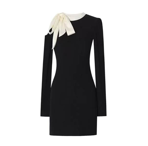 楽天市場】ワンピース フレア ミニ丈 長袖 スクエアネック スリム