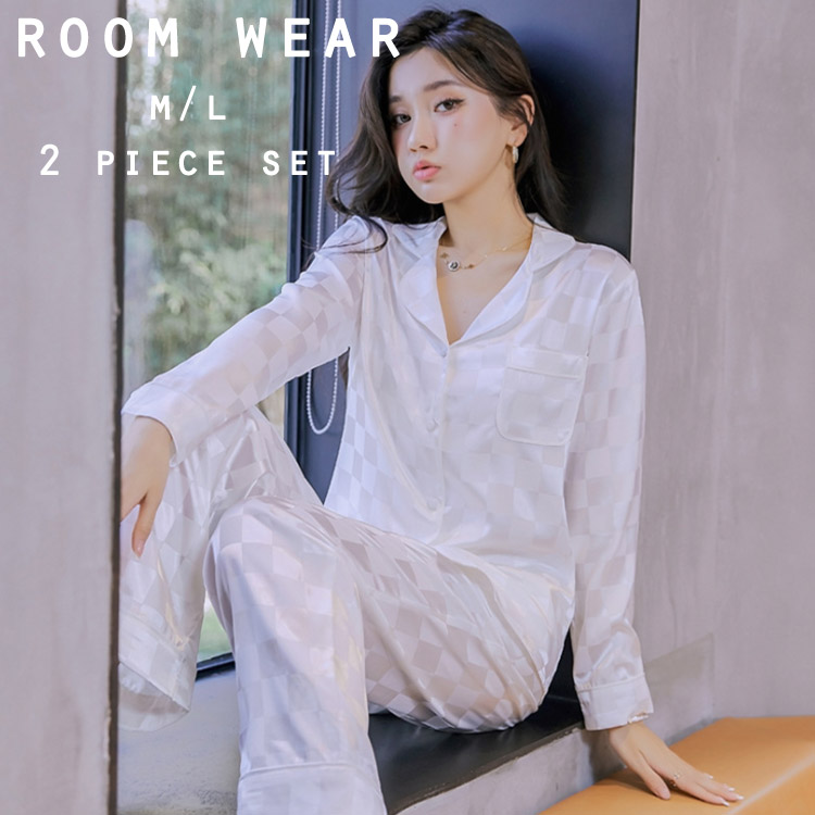 格子柄 2点セット 長袖 レディース ルームウェア ナイトウェア パジャマ 四季兼用 柔らかい 大きいサイズ 体型カバー ゆったり 優雅 部屋着 高級感 エレガント おしゃれ 可愛い 通気性 送料無料 安い 激安 プチプラ 高品質