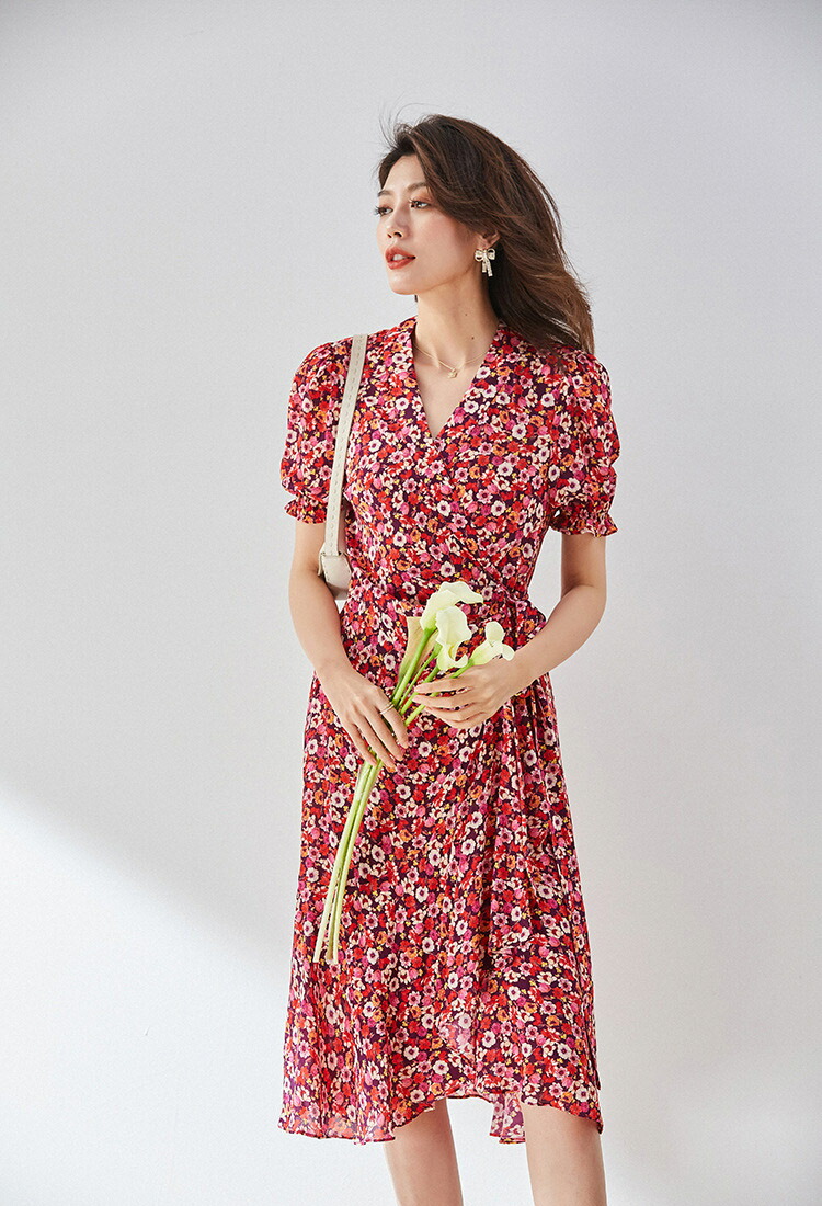 ワンピース Vネック 花柄 ウエストリボン 細見え 着痩せ 可愛い 女性らしさ 大人かわいい 夏 涼しい 薄手 通勤 おしゃれ 送料無料 大きいサイズ ゆったり 体型カバー きれいめ 上品 代 30代 Bayleafkitchen Co Uk