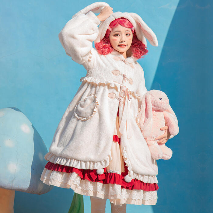 y2k 姫系 姫ギャル コケット ロリータ ファー リボン 花柄 ポンチョ