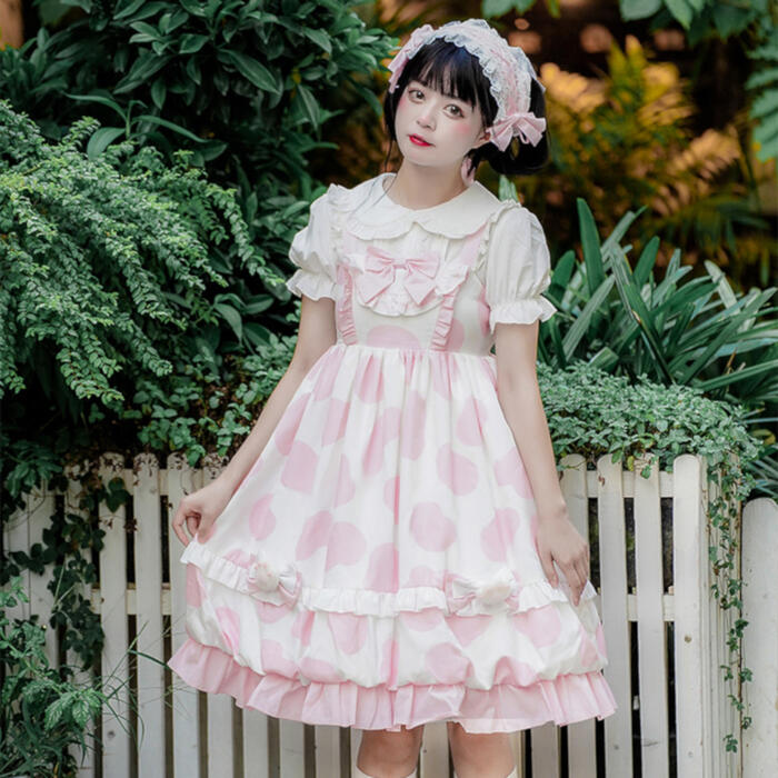 ロリータ 甘ロリ ロリィタ スイート ゆめかわいい ペアルック 可愛い ワンピース ブルー 猫の肉球 日常 猫爪 キャミソールワンピ ピンク