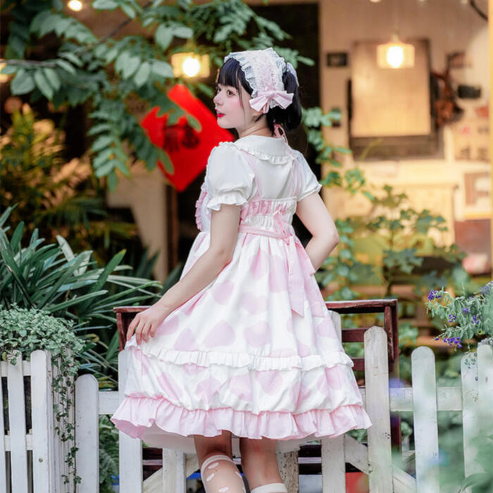 ロリータ 甘ロリ ワンピース スイート ゆめかわいい ペアルック 猫爪 ロリィタ 日常 キャミソールワンピ 猫の肉球 ピンク 可愛い ブルー