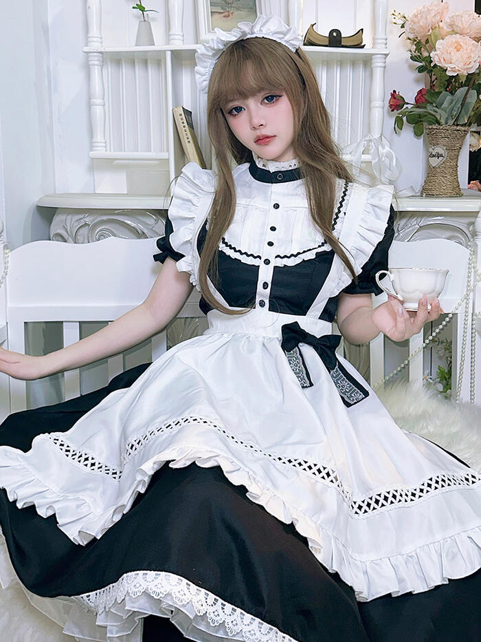 楽天市場】メイド服 ワンピース コルセット エプロン ヘッド