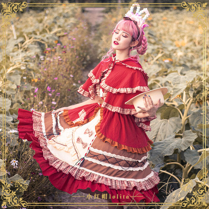 楽天市場 ロリータ 赤ずきん ジャンパースカート 甘ロリ ワンピース ノースリーブ レッド コスチューム イベント ハロウィン コスプレ カントリー風 Alice Doll