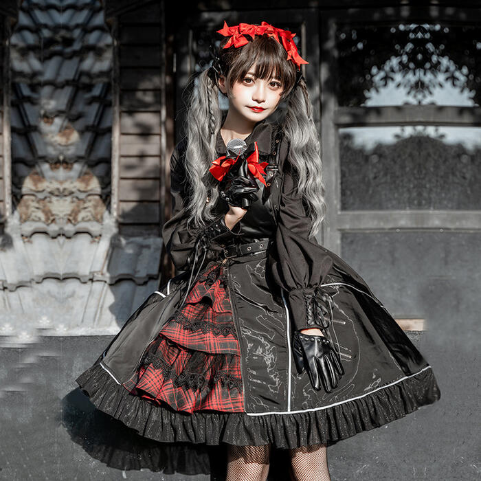 楽天市場 ゴスロリ ゴシック ワンピース アイドル 衣装 制服 ドレス ロリータ 暗黒系 クール ハロウィン レディース コスチューム コスプレ ダーク ゴスロリファッション クール サイバーパンク パーティー イベント パーティー 舞台 学園祭 Cpsplay Lolita ロリィタ