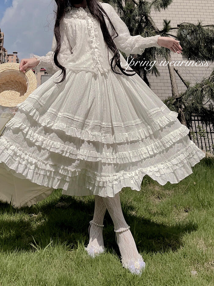 スカート ロリータ レディース 甘ロリ 華ロリ レース コットン 華やか ひらひら 長め ロングスカート S L 選べる5色 ロリィタ マキシ丈 大人可愛い ゆめかわいい 姫ロリ コーデ自由 ホワイト ベージュ イエロー パープル ペチコート ゴシック ゴスロリ コスプレ