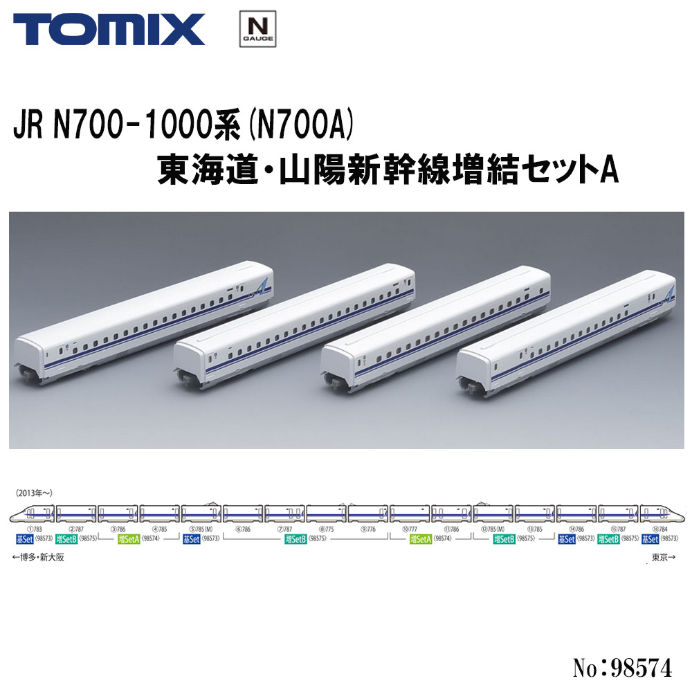 【楽天市場】【予約 2024年5月予定】【nゲージ】tomix No 98574 N700 1000系 N700a 東海道・山陽新幹線増結