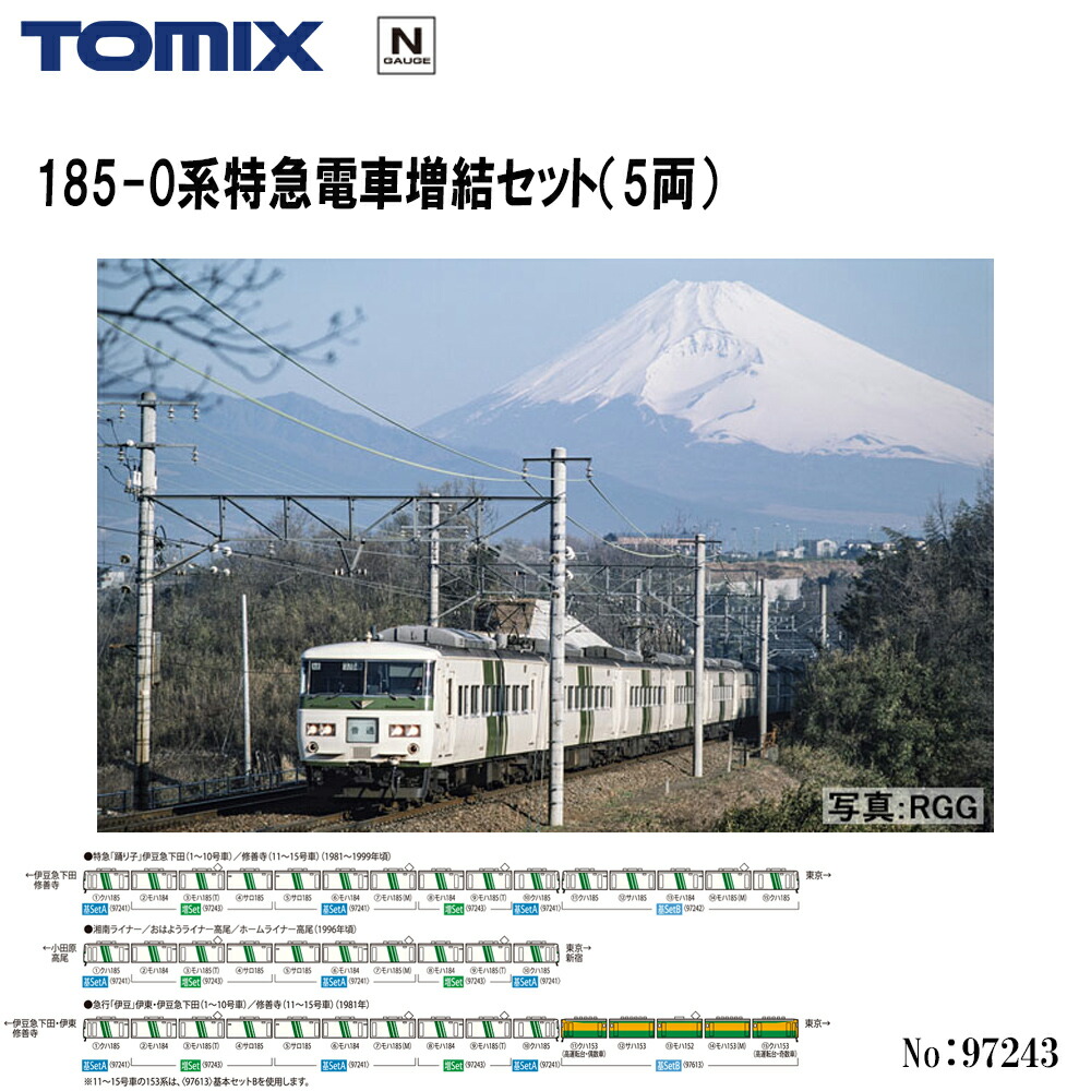 【2026年11月予定を組む】 97243 TOMIX 185-0系急行列車市街電車増結書き割り 5両 鉄道線路ひな形 Nゲージ TOMIX トミックス