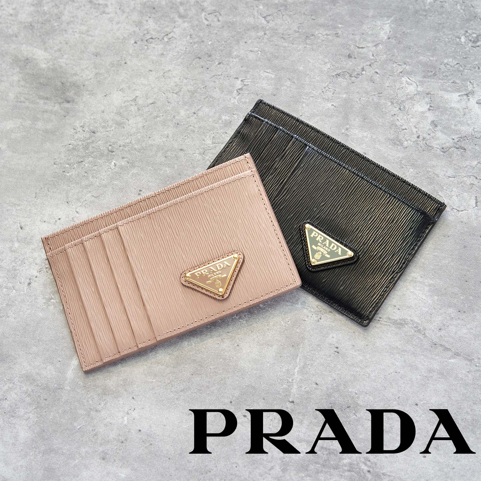 PRADA プラダ カードケース 名刺入れ ピンク レザー ゴールドロゴ 箱付き PRADAカードケース名刺入れ