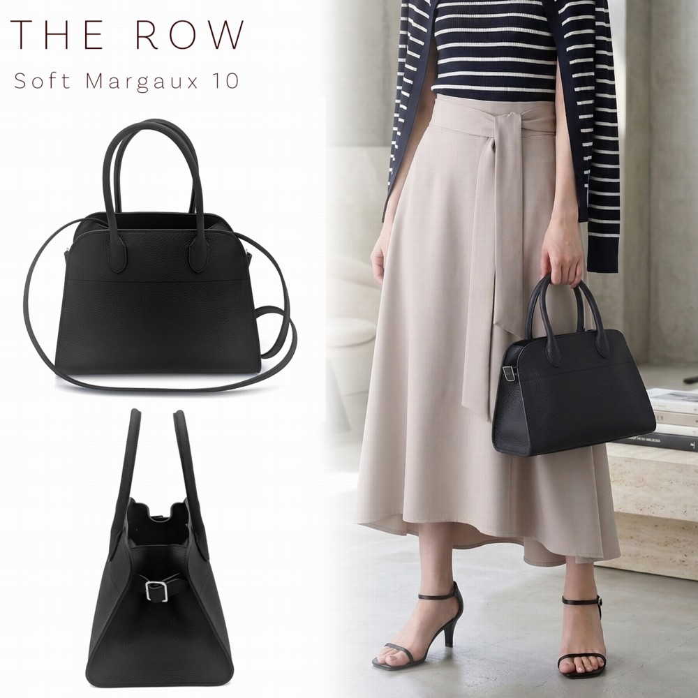 【定まり品 ショッパー付き添い人】 The Row Soft Margaux 10 御徒面子 ザ・ロウ マルゴー 黒いこと ハンドバック カーフスキン なめし革 本革 牛皮 W1190L133BLPL イタリア製 ブランド名 ご機嫌ブランド名 御膳上等 鞄 かばん 肩かけ 2way グレインカーフスキンレザー ショルダーバッグ SS眼球商いもの