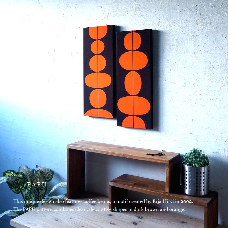 マリメッコ ファブリックパネル PAPU 廃番品  北欧 パプ 50×20糎 2枚 slim darkbrown marimekko