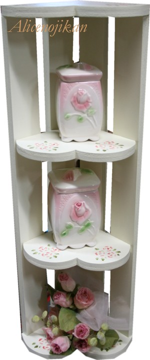 薔薇のカッティングロマンティックフリルシェルフ ピンク　W40H60D20cm ロマンティックフリルシェルフ ピンク 薔薇のカッティング