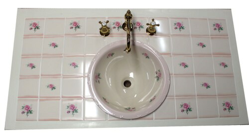 【別注】薔薇のタイルの 洗面台トップ 【アリスの時間】★|アリスの時間(照明 家具 雑貨